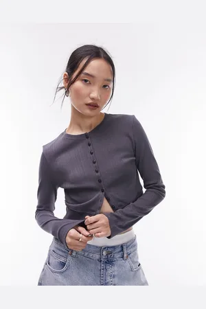 Topshop Cardigan a maniche lunghe ardesia traforato