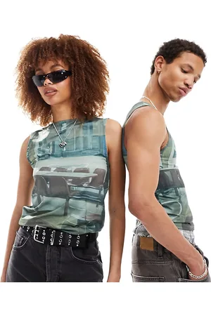 COLLUSION Unisex - Canotta ristretta con stampa