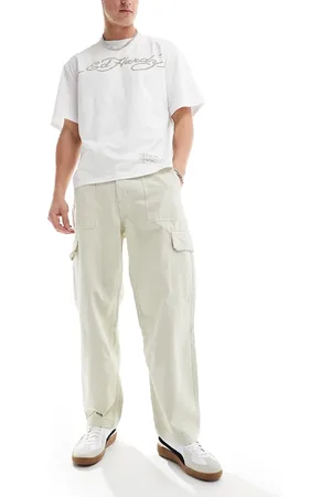 Bershka Pantaloni cargo a fondo ampio color pietra