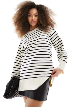 & OTHER STORIES Maglione in cotone e blu a righe con spacco sul fondo