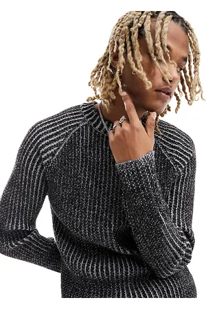 Reclaimed Maglione lavorato a coste stile pieghe antracite