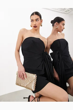 ASOS Memory - Vestito corto con drappeggio, fiocco e strascico