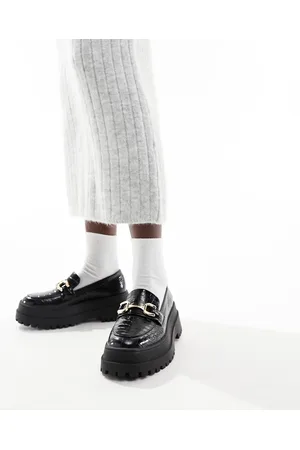 London Rebel Mocassini coccodrillo con suola spessa e nappe