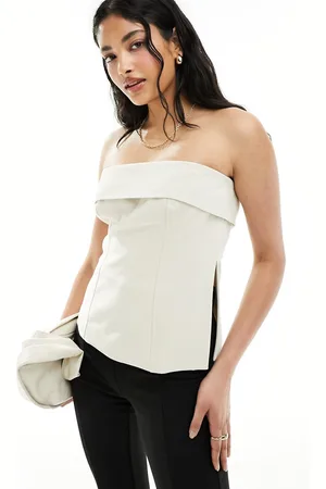 4th & Reckless Top sartoriale color crema con spacco laterale e bottoni sul retro
