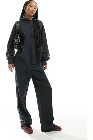 COLLUSION Joggers sportivi a gamba dritta color grigio slavato con righe