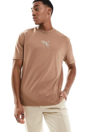 ASOS T-shirt comoda color cuoio con stampa astratta sul petto