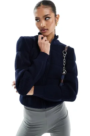 Fashionkilla Maglione navy con trama a bolle e zip