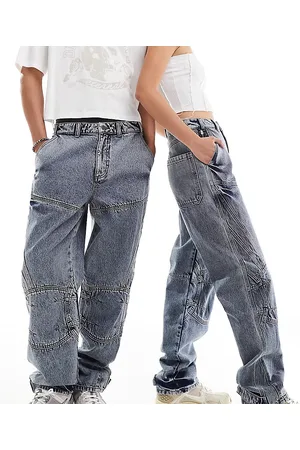 Reclaimed Jeans unisex ampi stile biker slavato