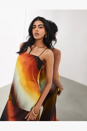 ASOS Top con spalline sottili minimal a righe sfumate nei colori del tramonto in coordinato
