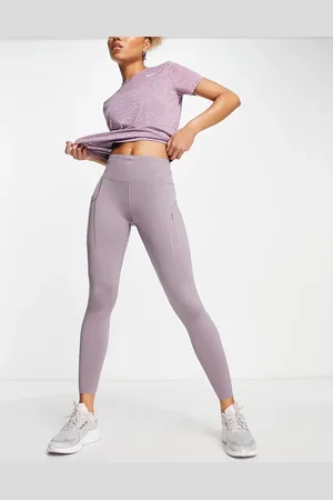 Nike GO Dri-FIT - Leggings a 7/8 a vita medio alta chiaro per attività a impatto elevato