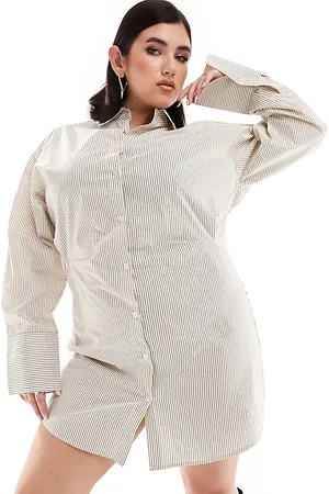 In The Style Vestito camicia corto stretto in vita gessato