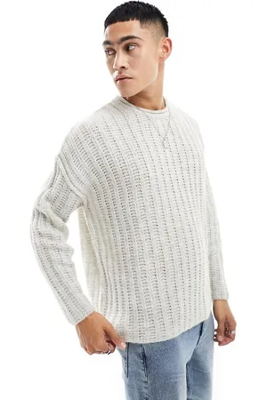 ASOS Maglione traforato leggero soffice color pietra a coste
