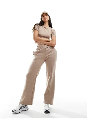 In The Style FITS - Joggers a fondo ampio color moka con davanti a V in coordinato