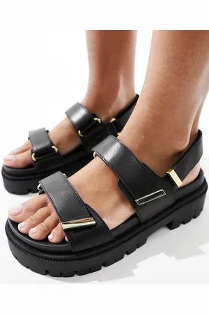 Aldo Sanddy - Sandali in pelle neri con suola spessa