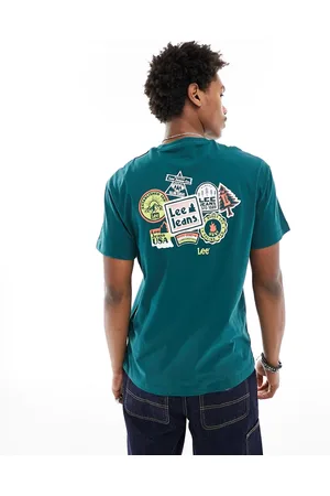 Lee Camp - T-shirt medio con stampa di stemmi sul retro