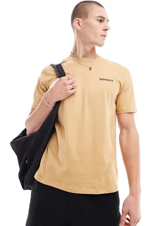 Timberland T-shirt color grano con scritta piccola del logo