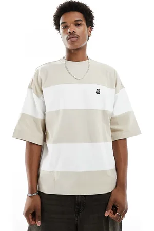 Dr Denim Curtis - T-shirt oversize color talpa pallido a righe