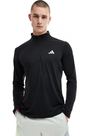 adidas Adidas - Training Essentials - Maglietta nera con zip corta
