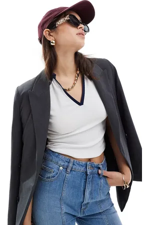 Stradivarius Polo bianca con bordi a contrasto