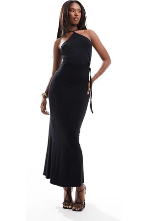 ASOS Vestito midi allacciato al collo con cut-out laterale