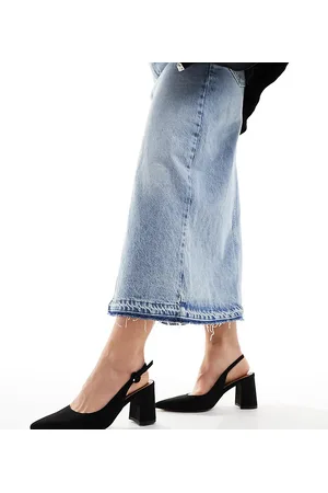 ASOS Sutton - Scarpe con tacco largo medio nere con cinturino posteriore a pianta larga
