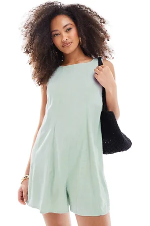 ASOS Tuta corta casual color salvia con fondo a godet