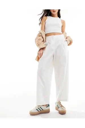 ASOS Pantaloni con gamba bombata e bordi grezzi in misto lino