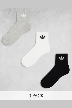 adidas Confezione da 3 paia di calzini alla caviglia neri, grigi e bianchi