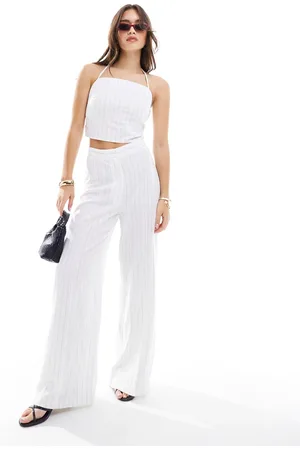 ASOS Pantaloni in lino gessati in coordinato