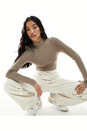ASOS Body a maniche lunghe color pietra con collo alto