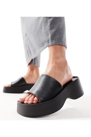 London Rebel Sliders nere con suola flatform e punta squadrata