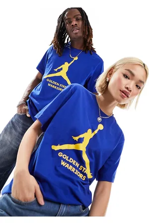 Nike NBA - T-shirt unisex navy e gialla con logo dei Golden State Warriors