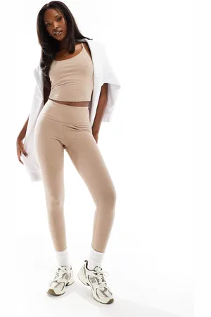 ASOS Icon - Leggings da yoga morbidi al tatto color biscotto