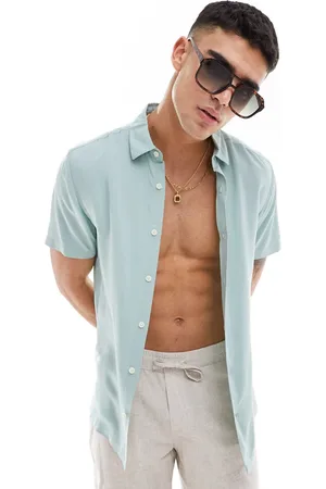 ASOS Camicia a maniche corte vestibilità classica in viscosa salvia