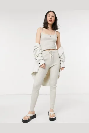 River Island Leggings beige in maglia a coste in coordinato