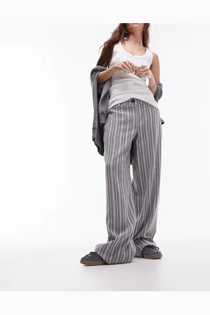 Topshop Pantaloni a vita bassa in lino a righe