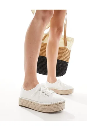 ASOS Jaden - Sneakers stile espadrilles in tela bianche con suola flatform
