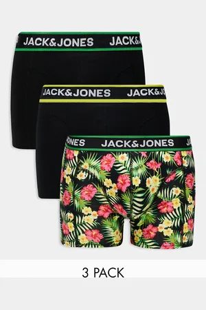JACK & JONES Confezione di 3 paia di boxer aderenti neri a fiori