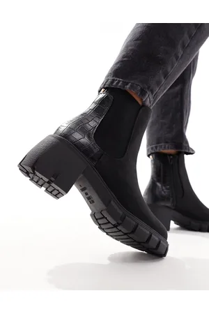 New Look Stivaletti Chelsea neri con tacco e suola spessa