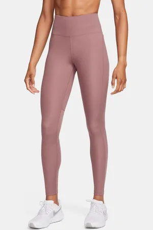 Nike Fast Dri-FIT - Leggings a vita medio alta malva fumé