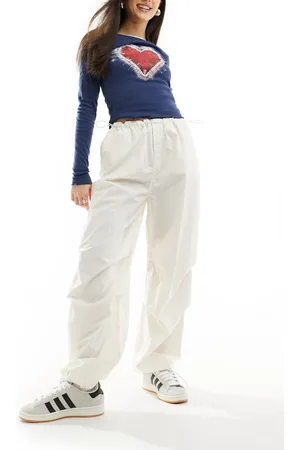 Hugo Blue Pantaloni parachute bianchi