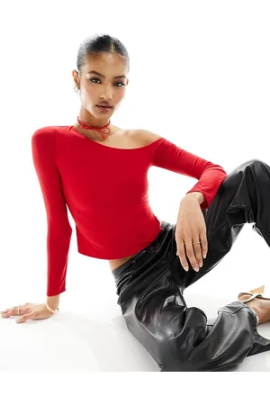 Fashionkilla Top con spalla scoperta aderente allacciato al collo