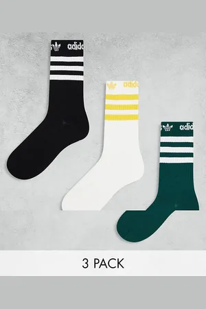 adidas Confezione da 3 paia di calze alte verdi, bianche e nere con scritta