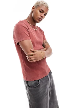 ASOS T-shirt attillata rossa lavaggio a olio