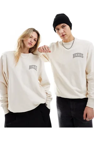 Dickies Aitkin - Felpa color pietra con logo stile college sul cuore