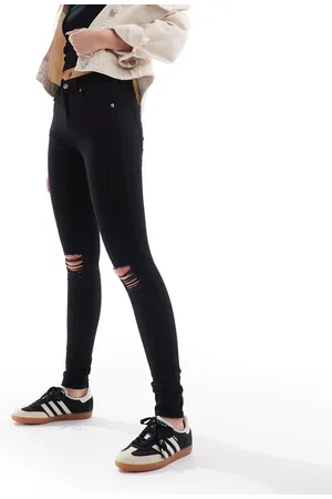 Dr Denim Lexy - Jeans skinny a vita medio alta lavaggio pulito con strappi sulle ginocchia