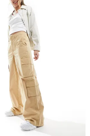 Stradivarius Pantaloni cargo multitasche in popeline di cotone color pietra