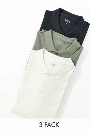 ASOS Confezione da 3 polo a maniche lunghe in piqué in diversi colori