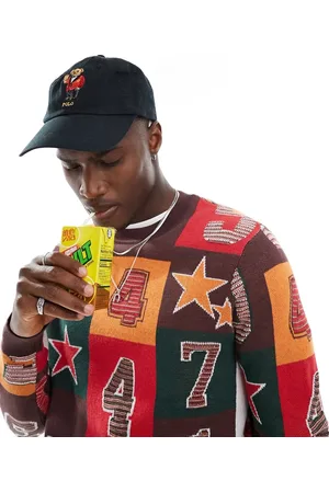 ASOS Maglione girocollo comodo bordeaux con motivo stampato rétro con numeri