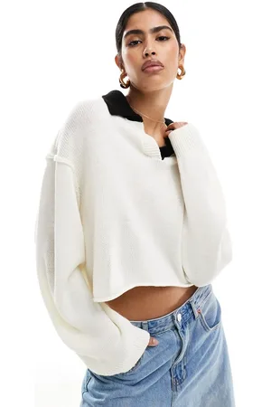 ASOS Maglione stile maglia da rugby color crema taglio corto